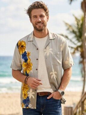 Wingo Shirt Large Hibiscus flower men's hawaiian y2k retro vintage tropical camp